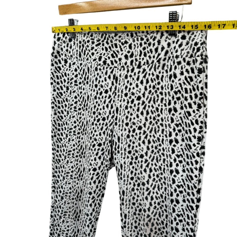 Lena Gabrielle Animal Print Pants Womens Black White Pull On Stretch Size 12 - Picture 7 of 10